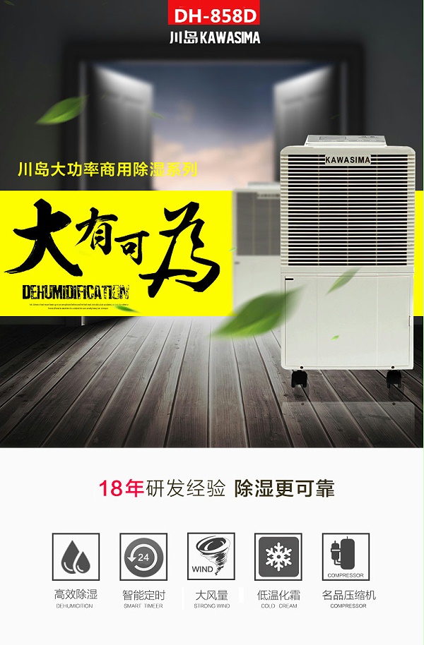 川岛DH-858D除湿机家用抽湿除湿器